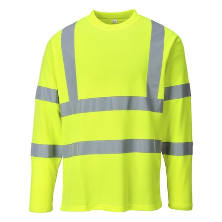 Hi-Vis T-Shirt Long Sleeves, Class 3, Type R, 55% Cotton, 45% Polyester, Yellow, XL MPN:S278