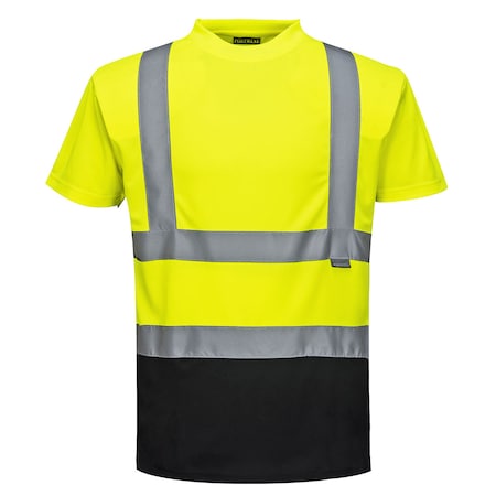 Hi-Vis 2-Tone T-Shirt, Class 2, Type P, Type R, 100% Polyester, Yellow/Black, 5XL MPN:S378