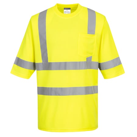 Dayton Class 3 T-Shirt, Class 3, Type R, 100% Polyester, Yellow, 4XL MPN:S393