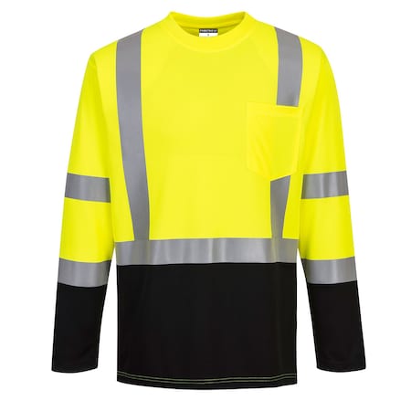 Laguna Long-Sleeved T-Shirt, Class 3, Type R, 100% Polyester, Yellow/Black, Med MPN:S398
