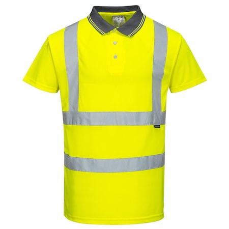 Hi-Vis S/S Polo Shirt, Class 2, Type P, Type R, 100% Polyester, Yellow, 5XL MPN:S477