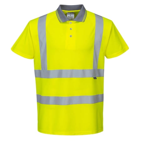 Hi-Vis S/S Polo Shirt, Class 2, Type P, Type R, 100% Polyester, Yellow, 5XL-Tall MPN:S477