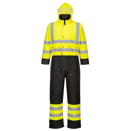 Hi-Vis Contrast Winter Coverall, 100% Polyester, Yellow/Black, XL MPN:S485