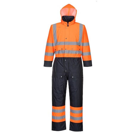 Hi-Vis Contrast Winter Coverall, 100% Polyester, Orange/Navy, 4XL MPN:S485