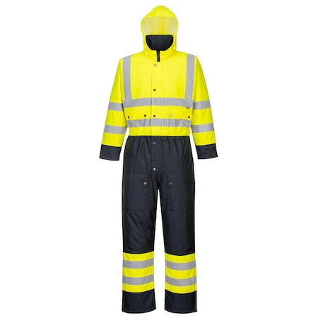 Hi-Vis Contrast Winter Coverall, 100% Polyester, Yellow/Navy, M MPN:S485