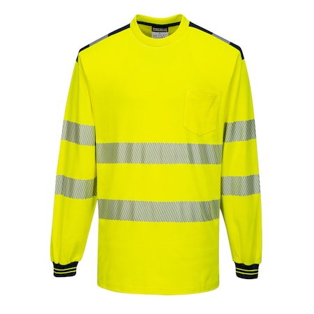 PW3 Hi-Vis T-Shirt L/S, Class 3, Type R, 55% Cotton, 45% Polyester, Yellow/Black, 5XL MPN:T185