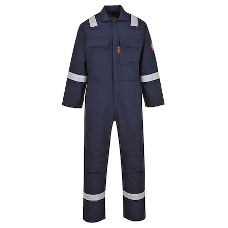 Bizweld Iona FR Coverall, 100% Cotton, 11.2 cal/cm2 ATPV, Concealed Snap, Navy, 2XL MPN:UBIZ5