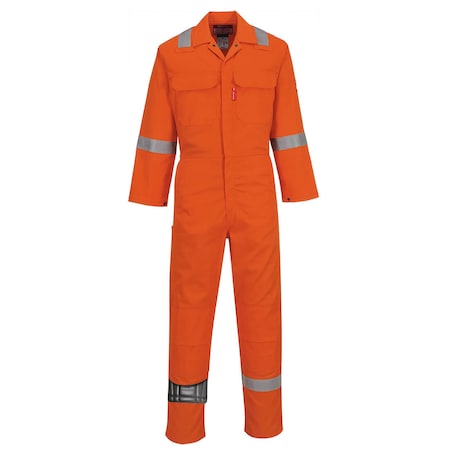 Bizweld Iona FR Coverall, 100% Cotton, 11.2 cal/cm2 ATPV, Concealed Snap, Orange, 4XL MPN:UBIZ5