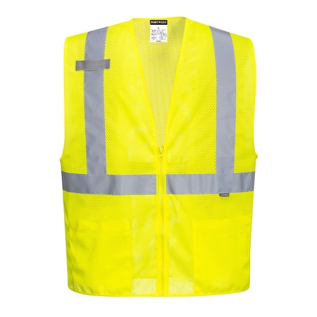 Hi-Vis Economy Vest L Class 2, Zipper 2 Pockets, 1 Mic Tab MPN:UC493