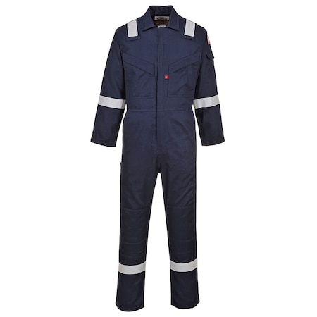 Bizflame FR Antistatic Coverall, 99% Cotton/1% Carbon Fiber, 7 oz. Fabric Weight, Navy, S MPN:UFR21