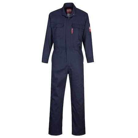 Bizflame FR Coverall, 88/12 Fabric, 8.2 cal/cm2 ATPV, Large, Concealed Zipper, Navy, 2XL MPN:UFR88
