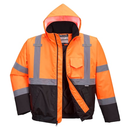 Hi-Vis Two-Tone Bomber Jacket, 100% Polyester, Orange/Black, 5XL MPN:US363