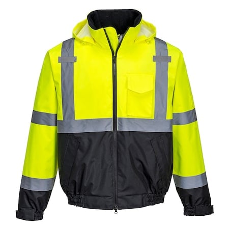 Hi-Vis Premium Bomber Jacket, 100% Polyester, Yellow/Black, 7XL MPN:US364