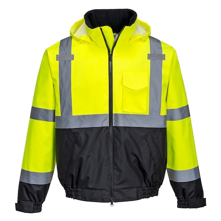 Hi-Vis Premium Bomber Jacket, 100% Polyester, Yellow/Black, 3XL MPN:US364