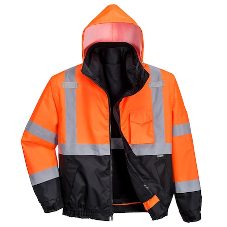 Hi-Vis 3in1 Premium Bomber Jkt, 100% Polyester, Orange/Black, 3XL MPN:US365