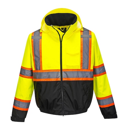 Hi-Vis 2in1 Bomber Jacket, XL, 100% Polyester, Yellow/Black, 6XL MPN:US367