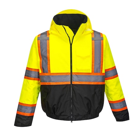 Hi-Vis Contrast Tape Bomber, 100% Polyester, Yellow/Black, XL MPN:US368