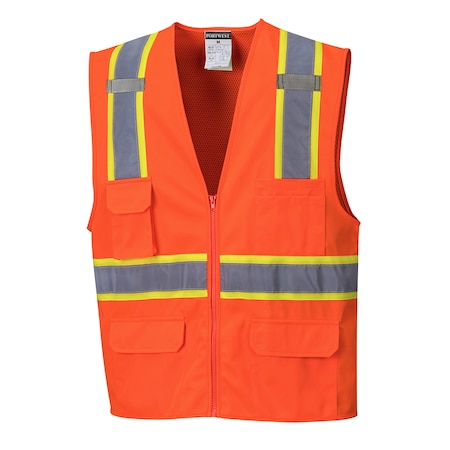 Jackson Hi-Vis Executive Vest 4XL Class 2 H Back, zipper 6 Pockets, 2 Mic Tab MPN:US372
