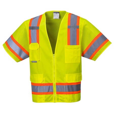 Aurora Hi-Vis Vest w/Sleeves 4XL Class 2, zipper 6 Pockets, 2 Mic Tab MPN:US373