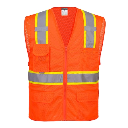 Orlando Hi-Vis Vest M Class 2, Zipper 6 Pockets, 2 Mic Tab MPN:US374