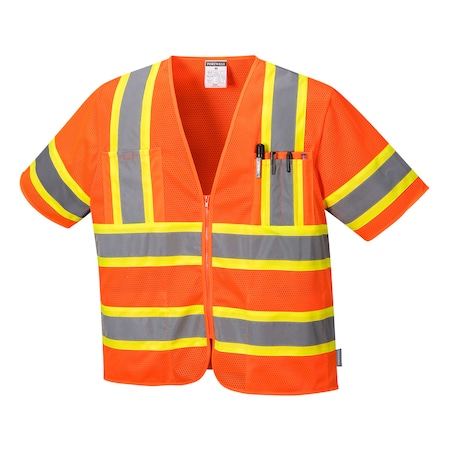 Augusta Hi-Vis Vest w/Sleeves 5XL Class Class 3, Zipper 4 Pockets MPN:US383