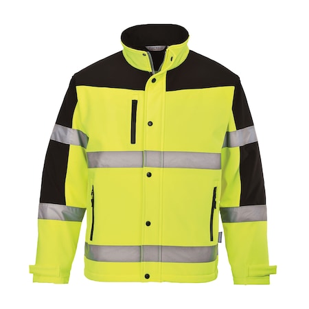 Two-Tone Softshell Jacket, 94% Polyester, 6% Elastane, Yellow/Black, M MPN:US429