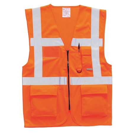 Hi-Vis Safety Vest S Class 2, Zipper 7 Pockets, 2 Mic Tab, ID Window MPN:US476
