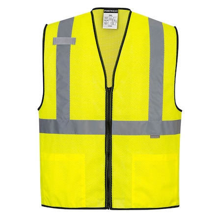 Hi-Vis Safety Vest M Class 2, Zipper 2 Pockets, 1 Mic Tab MPN:US580