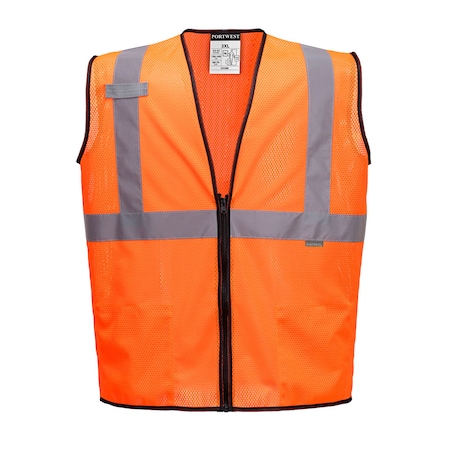 Hi-Vis Safety Vest 2XL Class 2, Zipper 2 Pockets, 1 Mic Tab MPN:US580