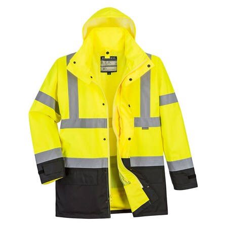 Hi-Vis Executive Jacket, 5-In-1, 100% Polyester, Yellow/Black, L MPN:US768