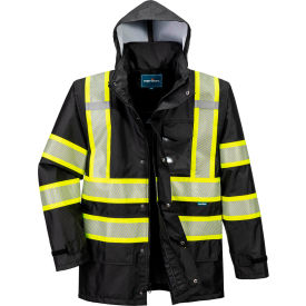 Portwest® Iona Plus Enhanced Visibility Mesh Lined Rain Jacket 2XL Black F366BKRXXL
