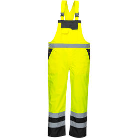 Portwest® Hi-Vis Breathable Contrast Rain Bib Overall ANSI Class E 5XL Yellow/Black S488YBR5XL