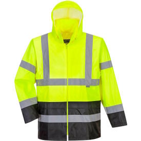 Portwest® Hi-Vis Contrast Panel Rain Jacket ANSI Class 3 L Yellow/Black UH443YBRL