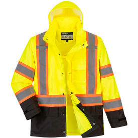 Portwest® Hi-Vis Contrast Tape Rain Jacket ANSI Class 3 5XL Yellow/Black US361YBR5XL