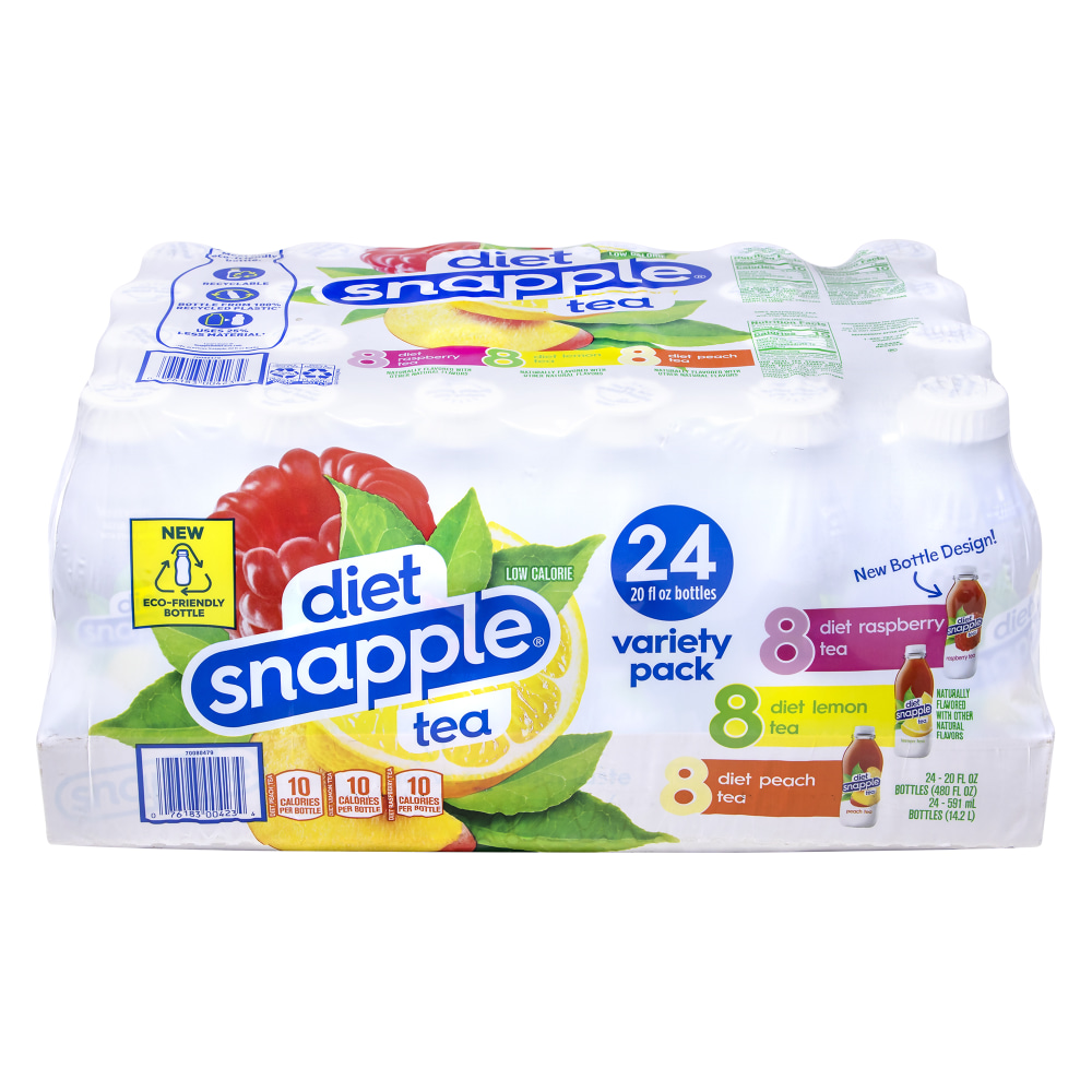 Snapple Diet Ice Tea, 20 Oz, Assorted Flavors, Pack Of 24 Bottles MPN:10114996