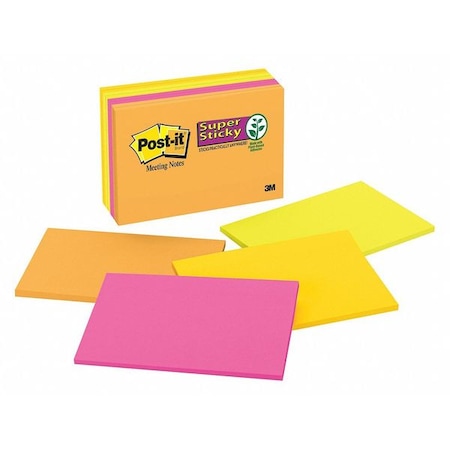 Super Sticky Notes, 4x6 In., PK8 MPN:6445-SSP