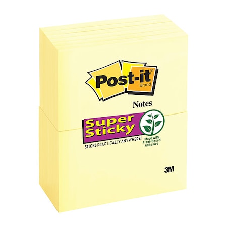 Super Sticky Notes, 3x5 In., Yellow, PK12 MPN:655-12SSCY