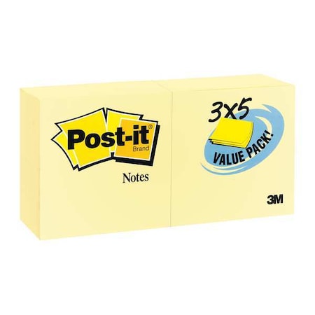 Sticky Notes, 3x5 In., Yellow, PK24 MPN:655-24VAD