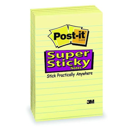 Super Sticky Notes, 4x6 In., Yellow, PK5 MPN:660-5SSCY