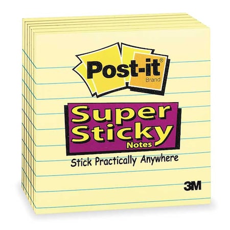 Super Sticky Notes, 4x4 In., Yellow, PK6 MPN:675-6SSCY