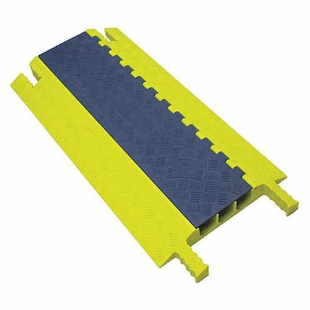 Cable Protector, 2-3/4 in H, 3 ft L, 18-1/4 in W, 3 Channel, Polyurethane, Gray, Yellow MPN:GG3X225GRYYPOW2