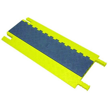 Cable Protector, 1-5/8 in H, 3 ft L, 16-1/2 in W, 5 Channel, Polyurethane, Gray, Yellow MPN:GG5X125GRYYPOW2