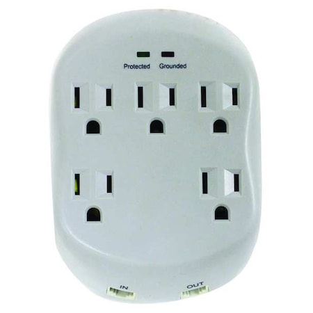 Plug Adapter, Surge, 5-15R, 5-15P, Light Gray (Formerly PowerFirst) MPN:52NY44