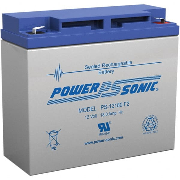 Rechargeable Lead Battery: 12V, Quick-Disconnect Terminal MPN:PS-12180F2