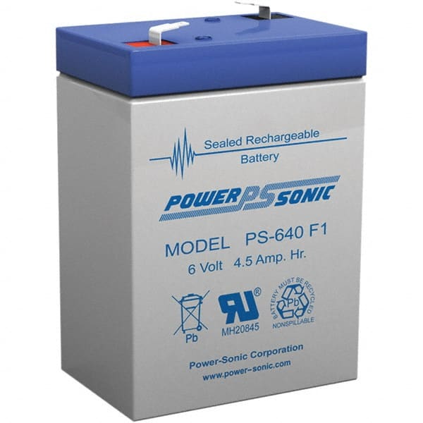 Rechargeable Lead Battery: 6V, Quick-Disconnect Terminal MPN:PS-640F1