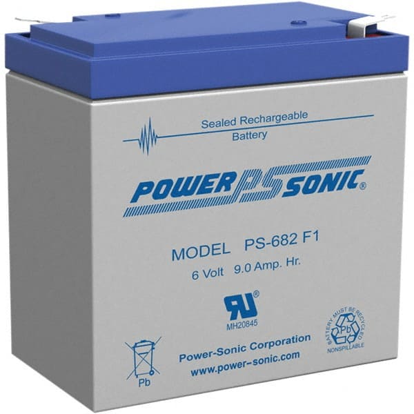Rechargeable Lead Battery: 6V, Quick-Disconnect Terminal MPN:PS-682F1