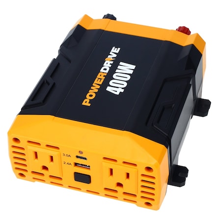 Power Inverter, Modified Sine Wave, 800 W Peak, 400 W Continuous, 2 Outlets MPN:PWD400