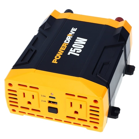 Power Inverter, Modified Sine Wave, 1, 500 W Peak, 750 W Continuous, 2 Outlets MPN:PWD750