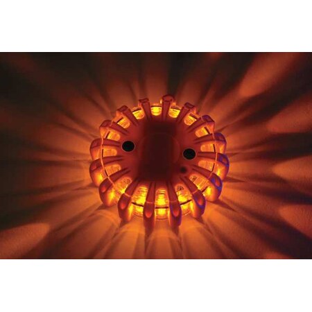 LED Road Flare, Amber LED, Orange Shell, Polymer, 4 in Length, (1) Battery MPN:PF210-A-O