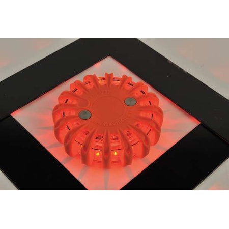 LED Road Flare, Red LED, Orange Shell, Polymer, 4 in Length, (1) Battery MPN:PF210-R-O
